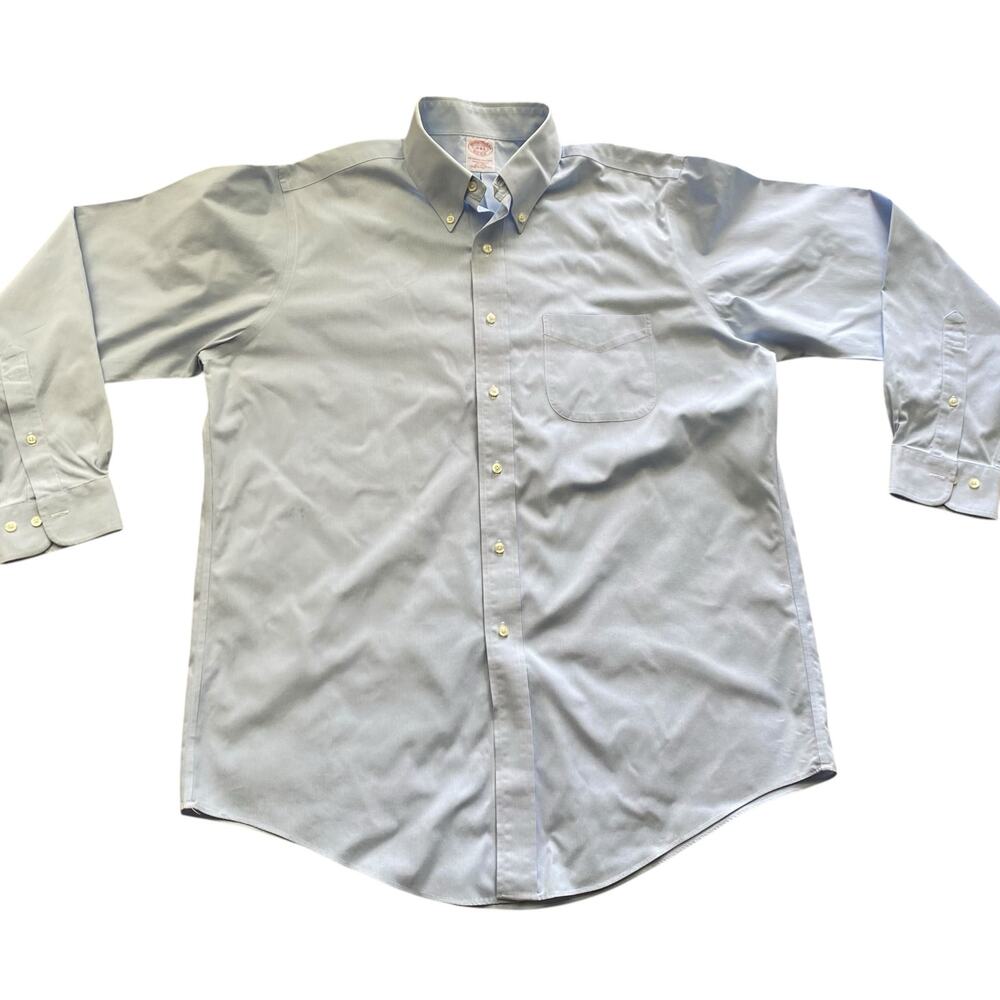 Men's Brooks Brothers 16-4/5 Long Sleeve Button Down Blue/White Nailshead Shirt